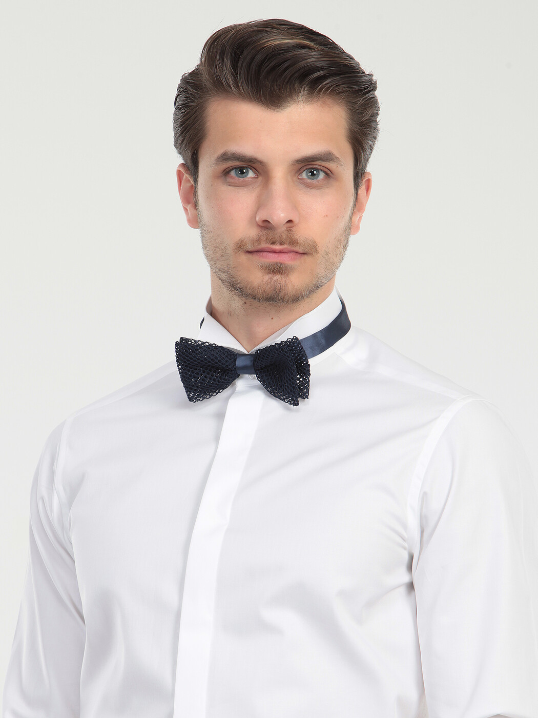 White Plain Slim Fit Double Cuff Wing Collar Tuxedo Shirts - 4