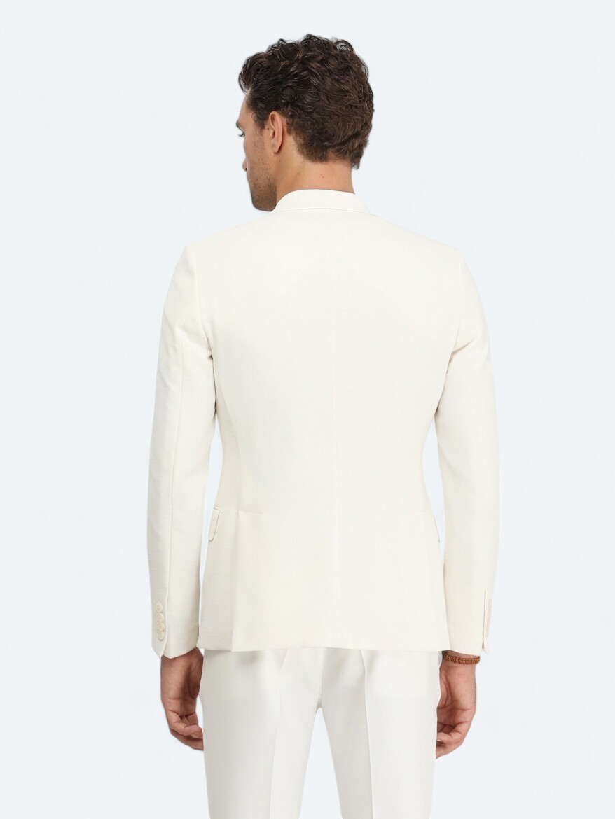 White Plain Slim Fit Jacket - 7