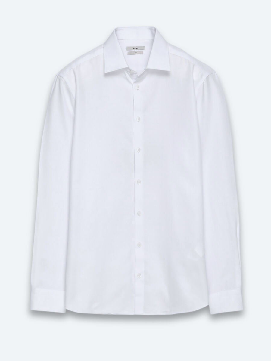 White Plain Slim Fit Long Weaving Classical Cotton Blended Shirt - 6