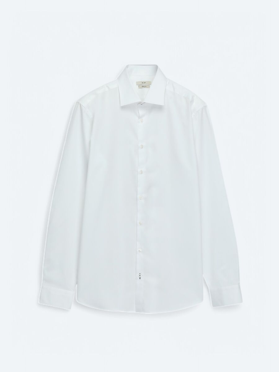 White Plain Slim Fit Weaving Classical 100% Cotton Shirt - 6