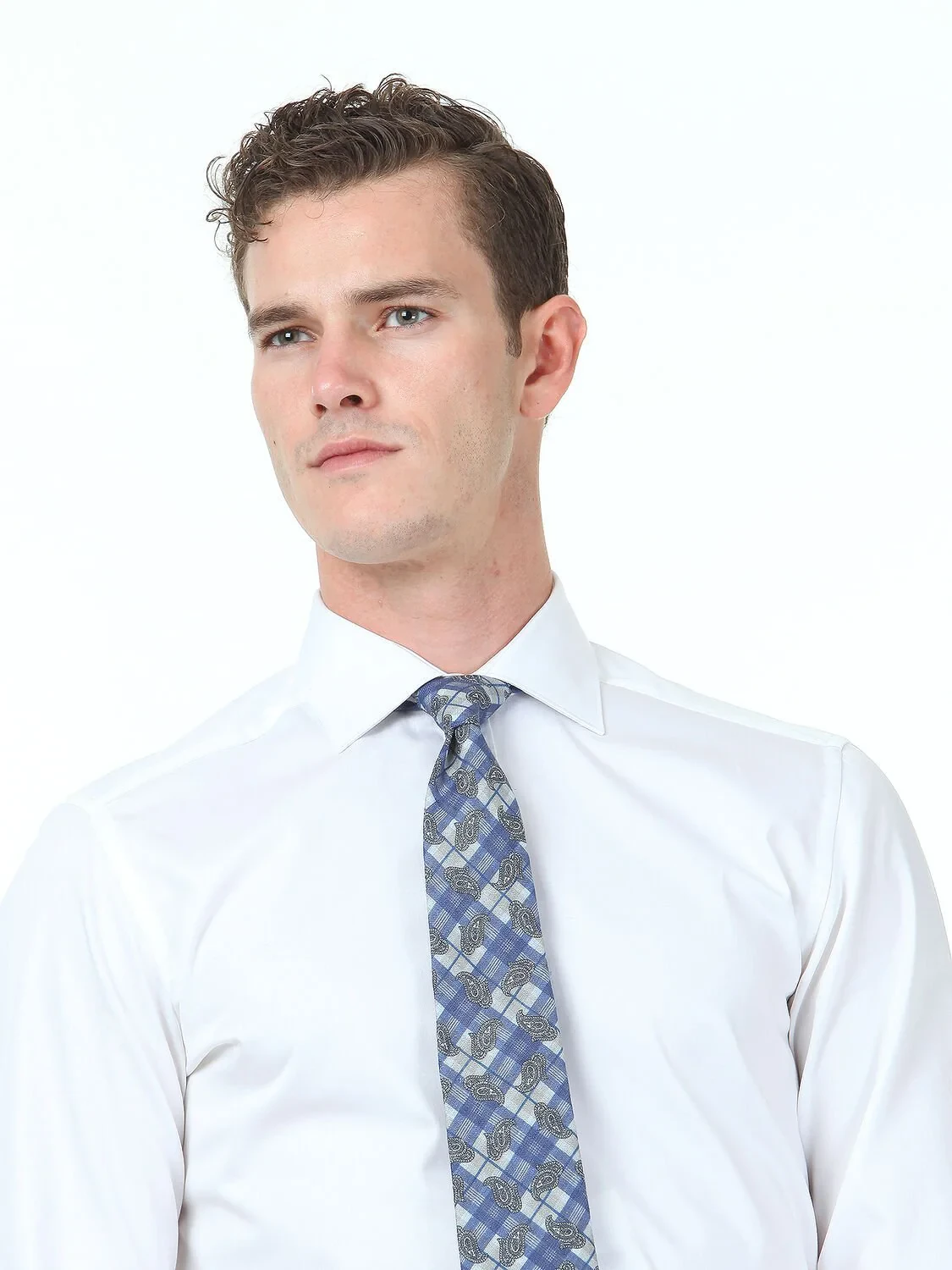 White Plain Slim Fit Weaving Classical 100% Cotton Shirt - 2