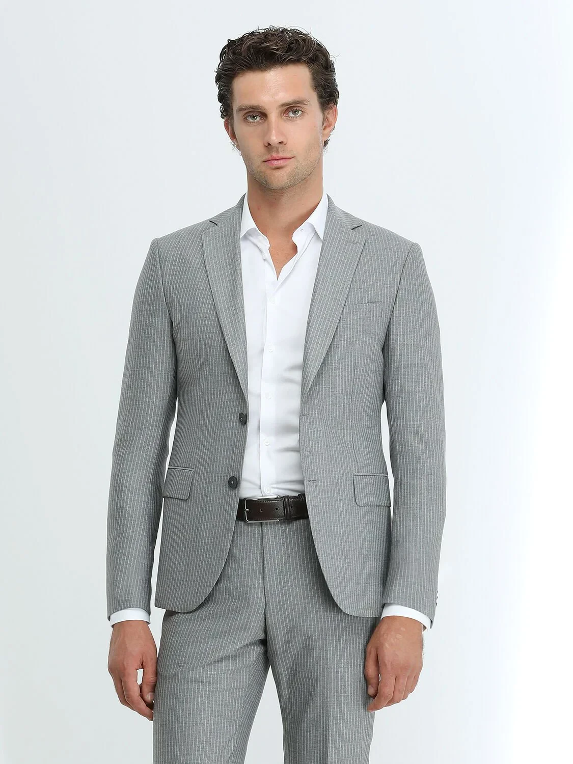 White Plain Slim Fit Weaving Classical Cotton Blended Shirt - 3