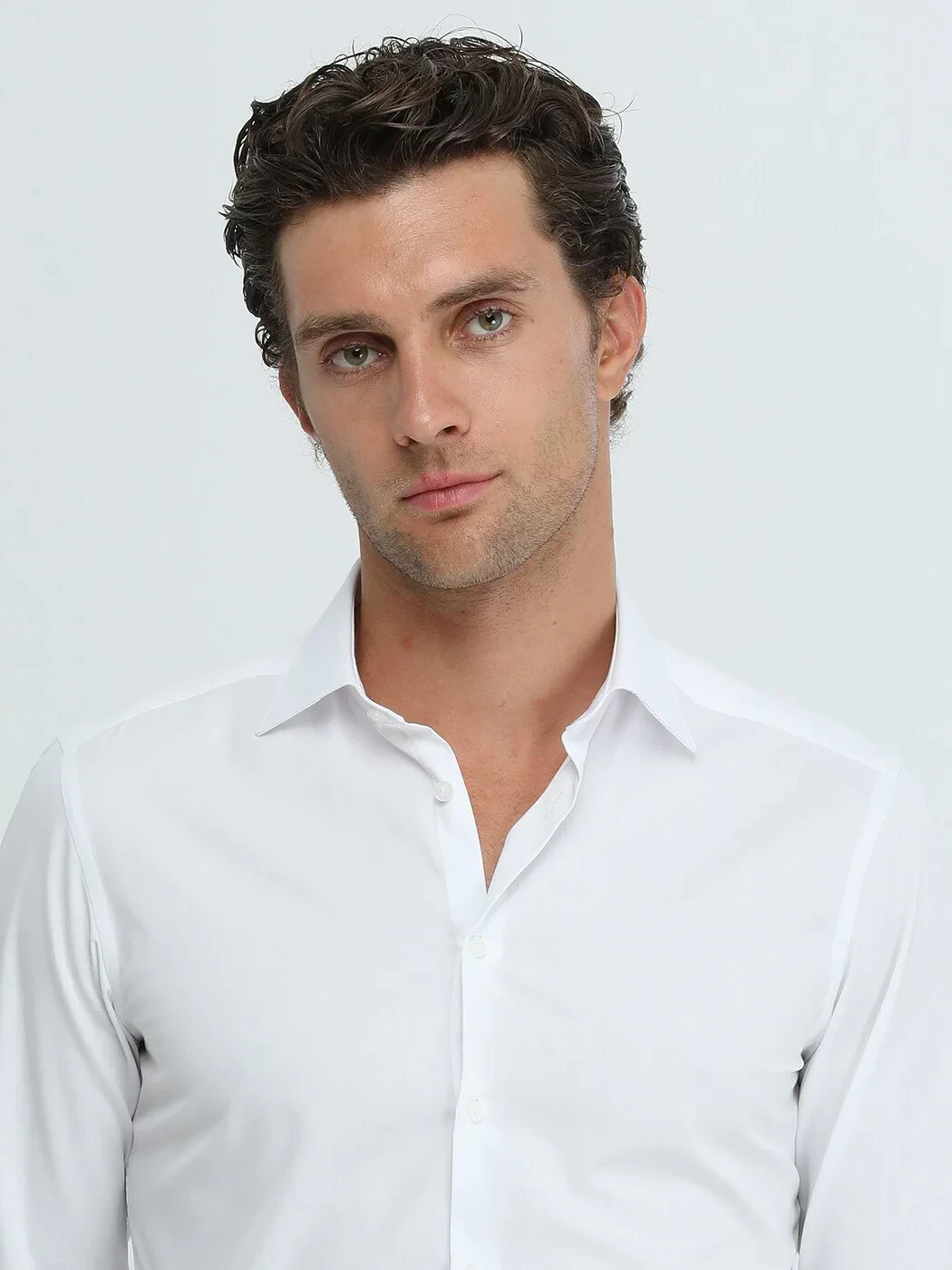 White Plain Slim Fit Weaving Classical Cotton Blended Shirt - 4