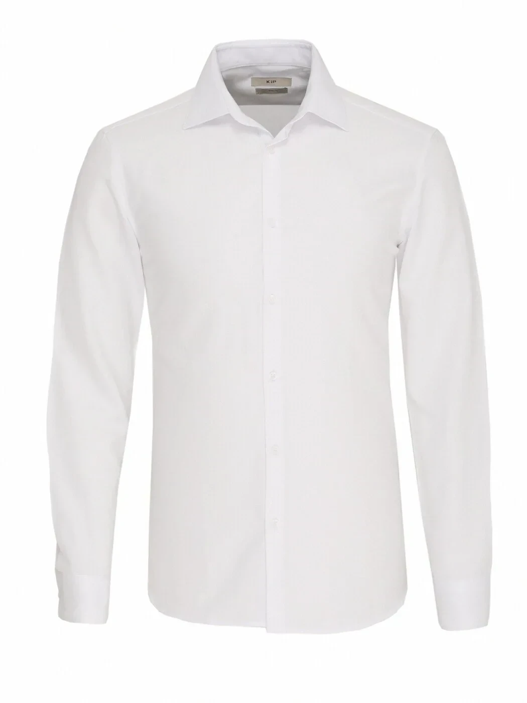 White Plain Slim Fit Weaving Classical Cotton Blended Shirt - 1