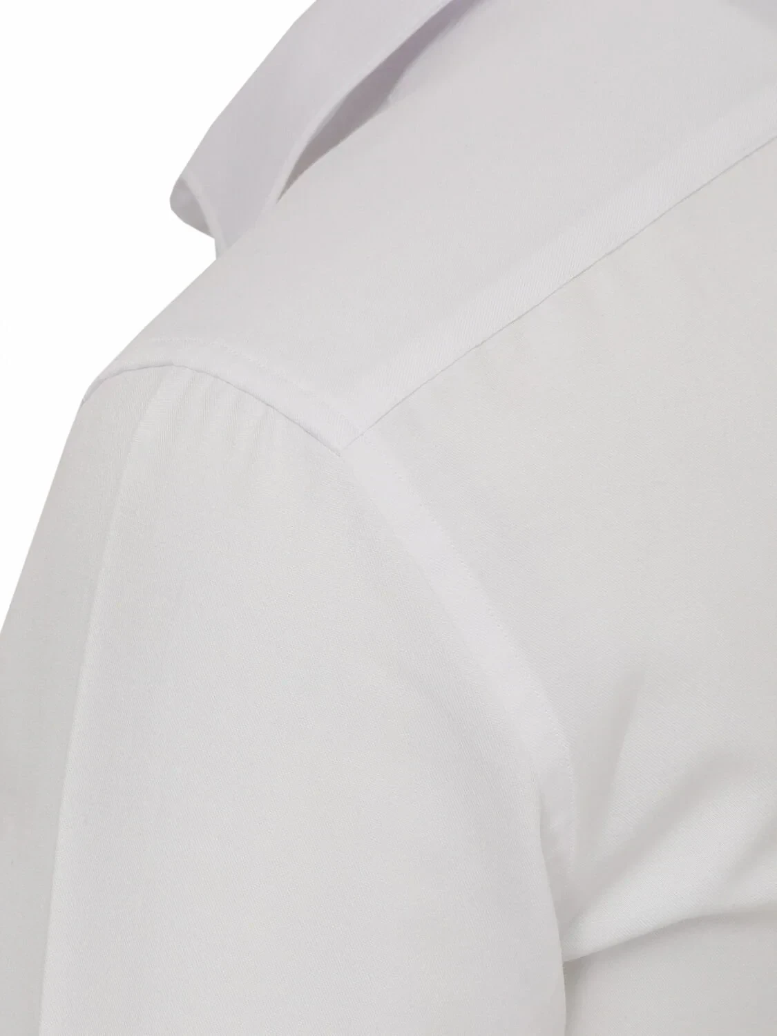White Plain Slim Fit Weaving Classical Cotton Blended Shirt - 3