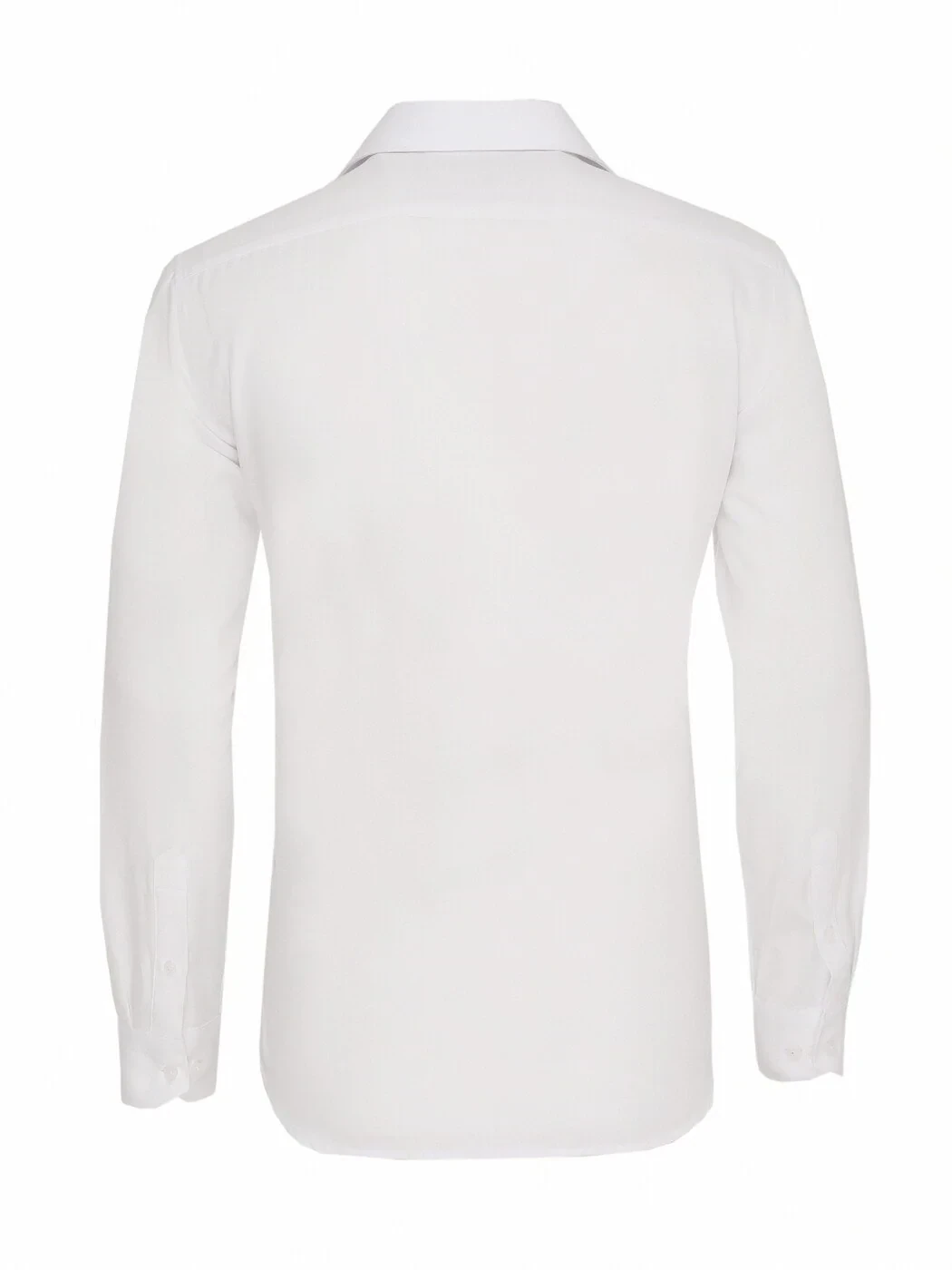 White Plain Slim Fit Weaving Classical Cotton Blended Shirt - 5