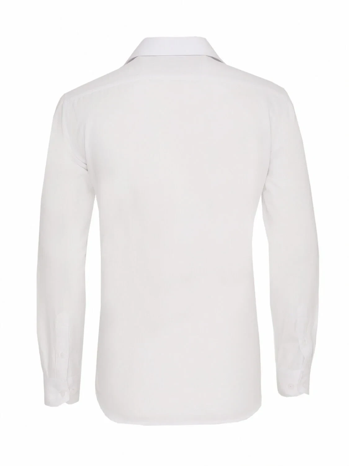 White Plain Slim Fit Weaving Classical Cotton Blended Shirt - 5