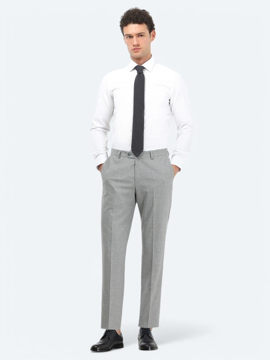 White Plain Slim Fit Weaving Classical Cotton Blended Shirt - 4