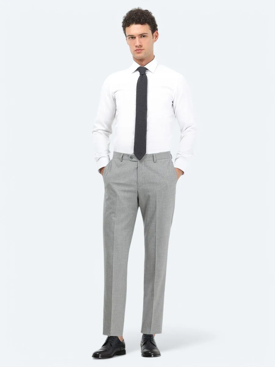 White Plain Slim Fit Weaving Classical Cotton Blended Shirt - 4