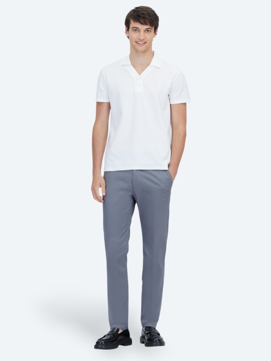 White Polo Neck 100% Cotton T-Shirt - 2