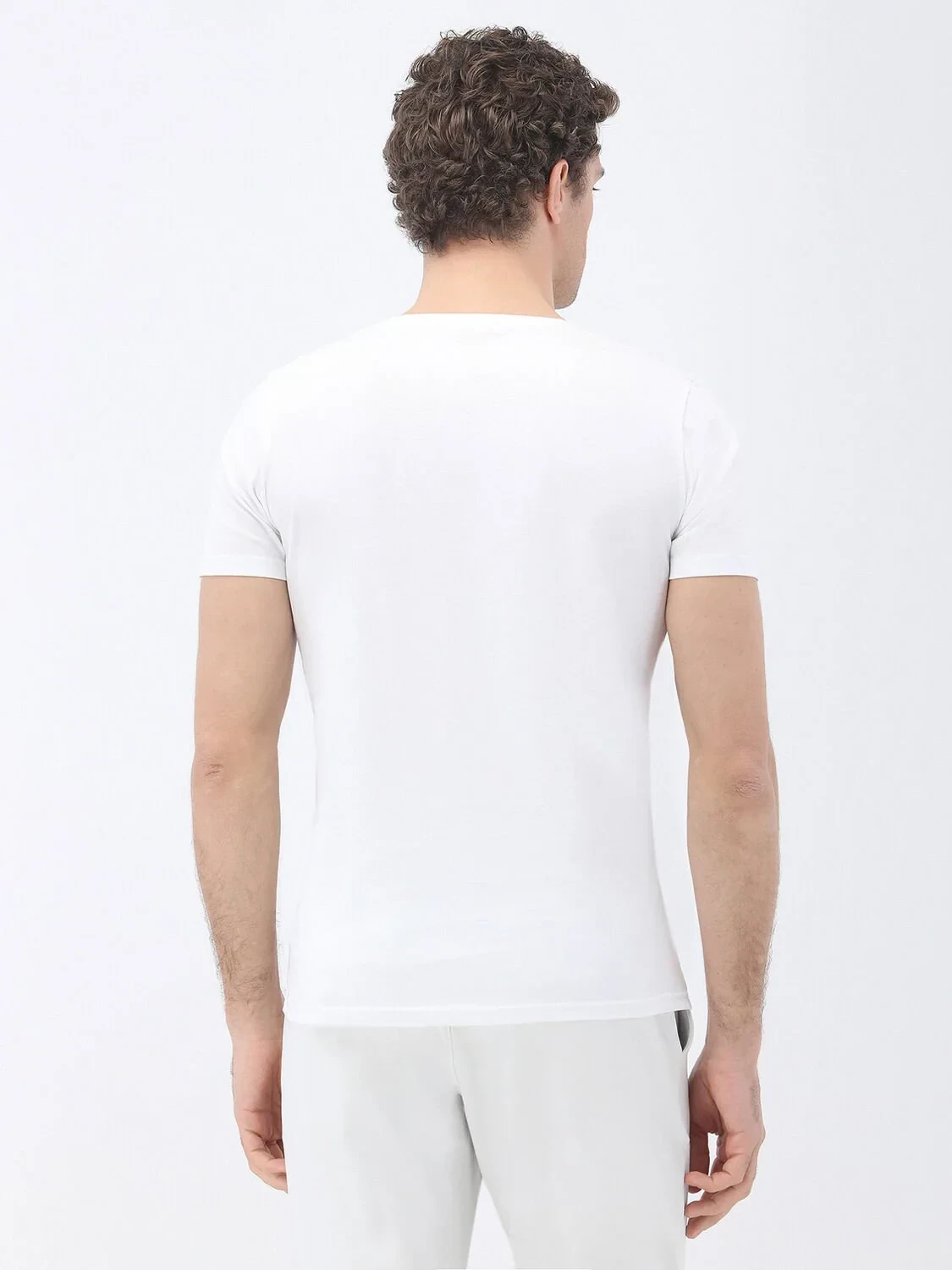 White Printed Crew Neck 100% Cotton T-Shirt - 5
