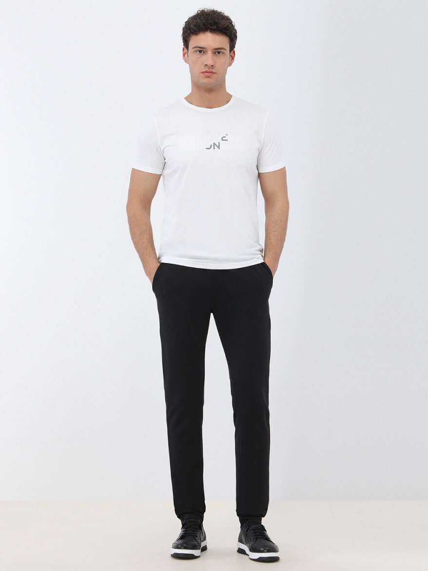 White Printed Crew Neck 100% Cotton T-Shirt - 2