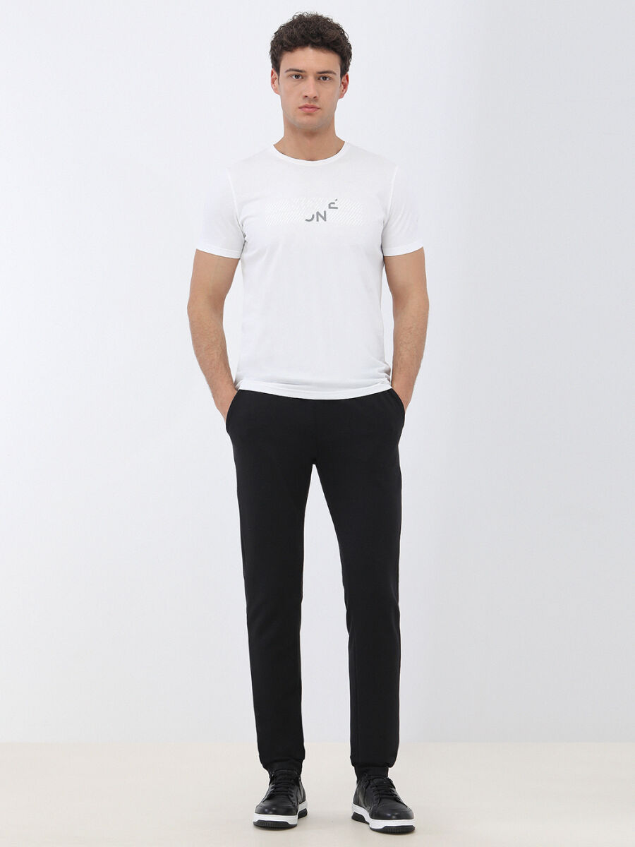 White Printed Crew Neck 100% Cotton T-Shirt - 2