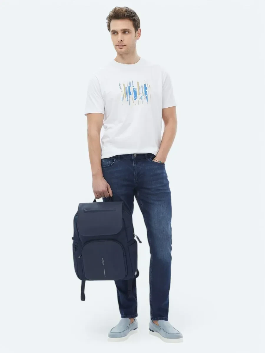 White Printed Crew Neck 100% Cotton T-Shirt - 6