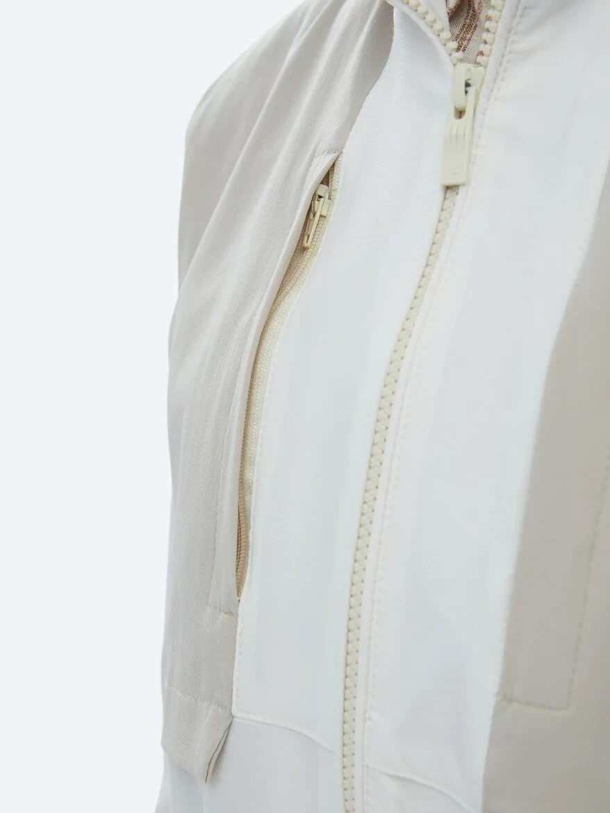 White Regular Fit Hooded Casual Weaving Coat - 6