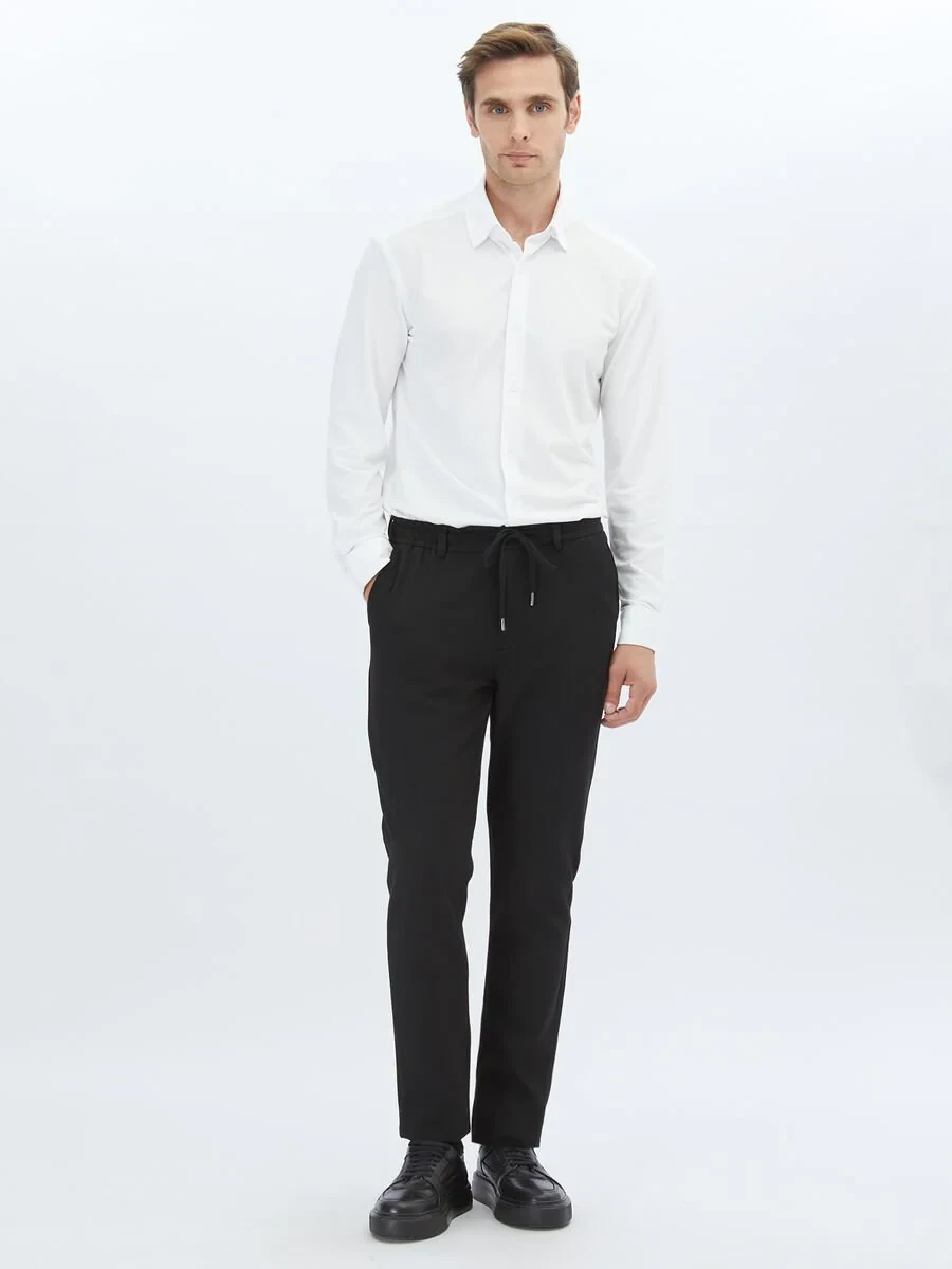 White Regular Fit Knitting Casual Cotton Blended Shirt - 2