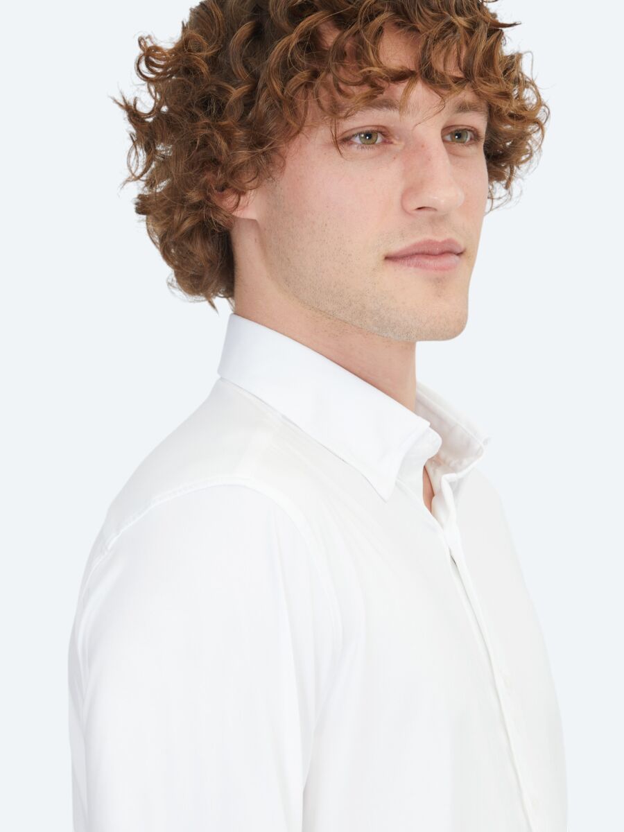 White Regular Fit Knitting Casual Shirt - 4