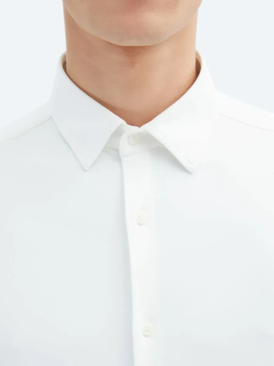 White Regular Fit Knitting Casual Shirt - 5