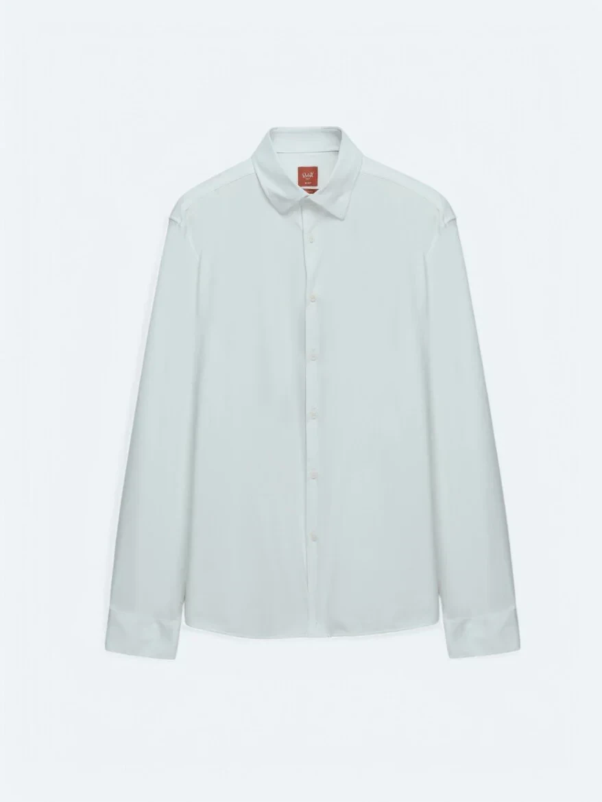 White Regular Fit Knitting Casual Shirt - 7