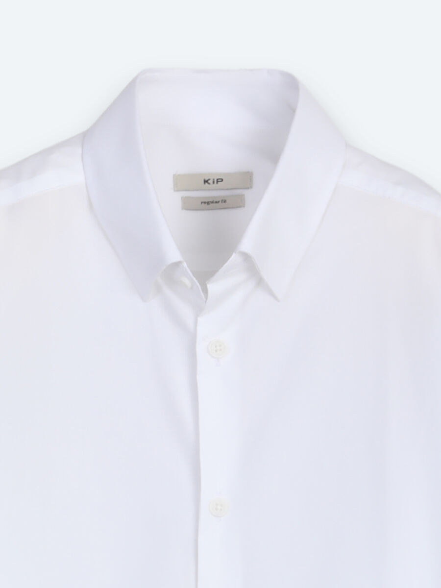 White Regular Fit Long Weaving Casual 100% Cotton Shirt - 8