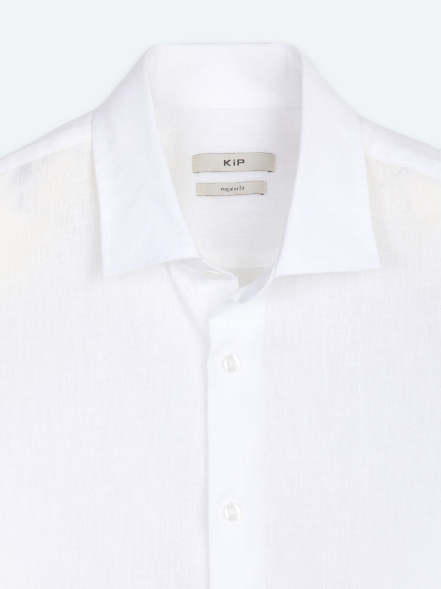 White Regular Fit Long Weaving Casual Cotton Blended Shirt - 8