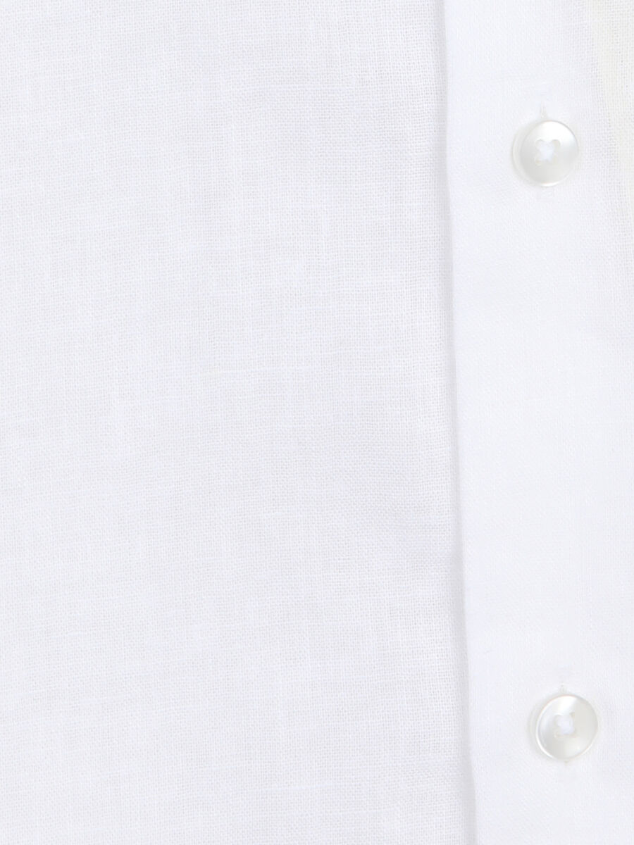 White Regular Fit Long Weaving Casual Cotton Blended Shirt - 10