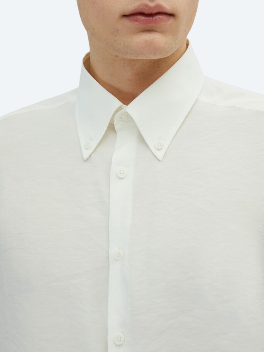 White Regular Fit Long Weaving Casual Shirt - 4