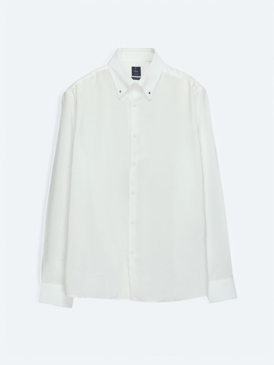 White Regular Fit Long Weaving Casual Shirt - 7