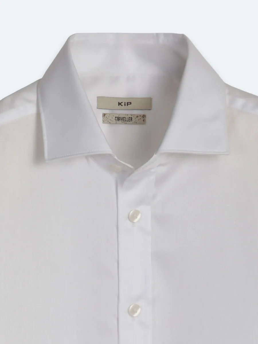 White Regular Fit Long Weaving Classical 100% Cotton Shirt - 9