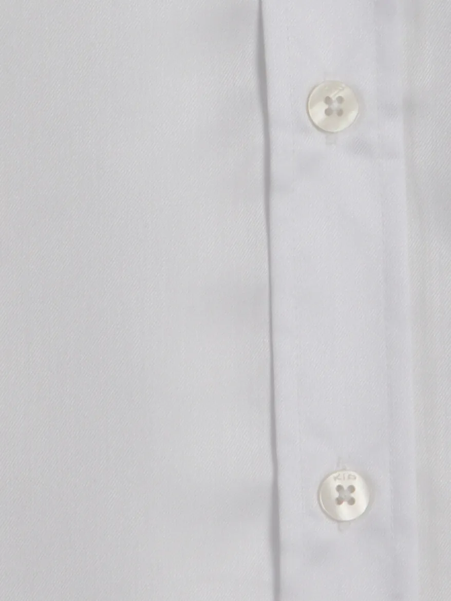 White Regular Fit Long Weaving Classical 100% Cotton Shirt - 12
