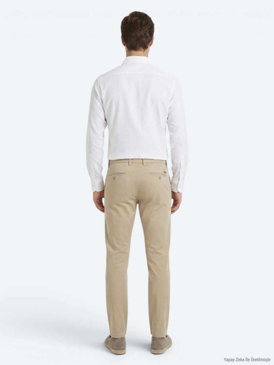 White Regular Fit Long Weaving Classical 100% Cotton Shirt - 5