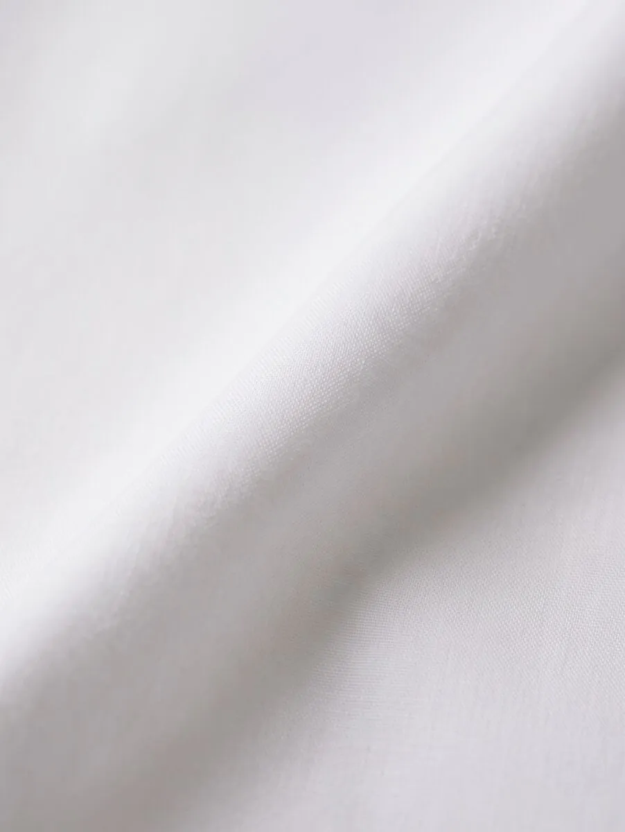 White Regular Fit Long Weaving Classical 100% Cotton Shirt - 13