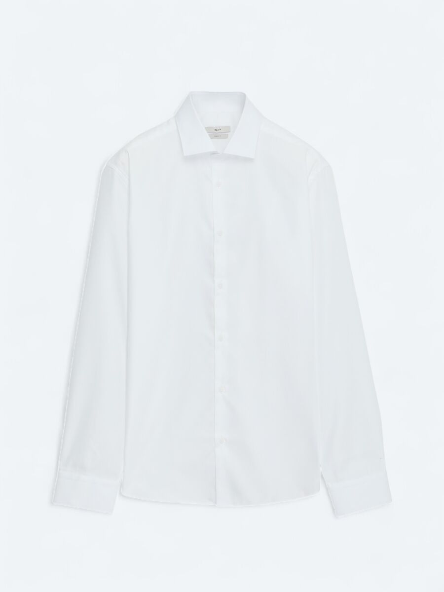 White Regular Fit Long Weaving Classical 100% Cotton Shirt - 6