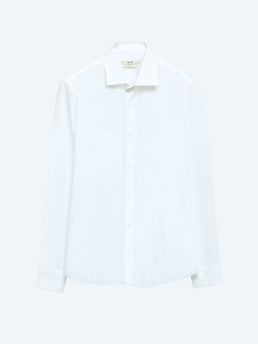 White Regular Fit Long Weaving Classical Cotton Blended Shirt - 6