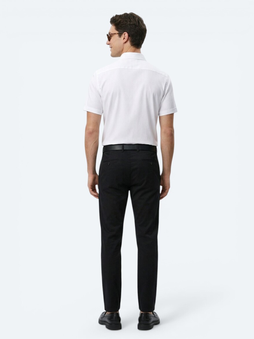 White Regular Fit Short Weaving Classical Cotton Blended Shirt - 5