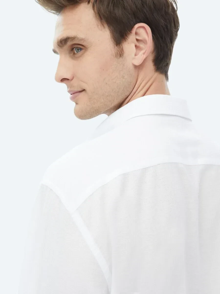 White Regular Fit Weaving Casual Shirt - 6