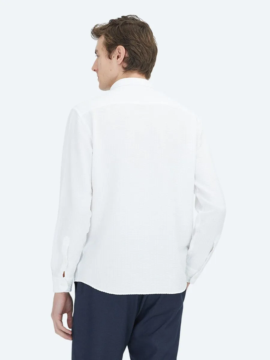 White Regular Fit Weaving Casual Shirt - 5