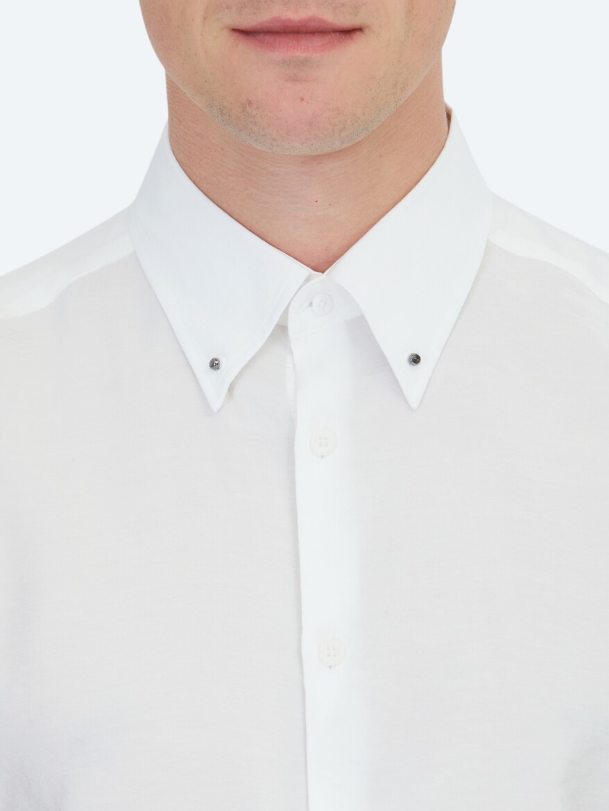 White Regular Fit Weaving Casual Shirt - 5