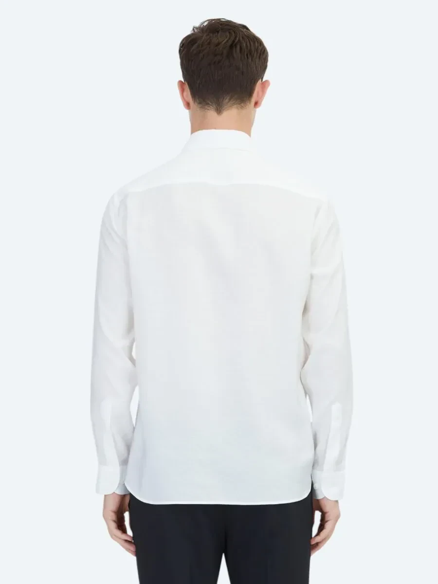 White Regular Fit Weaving Casual Shirt - 6