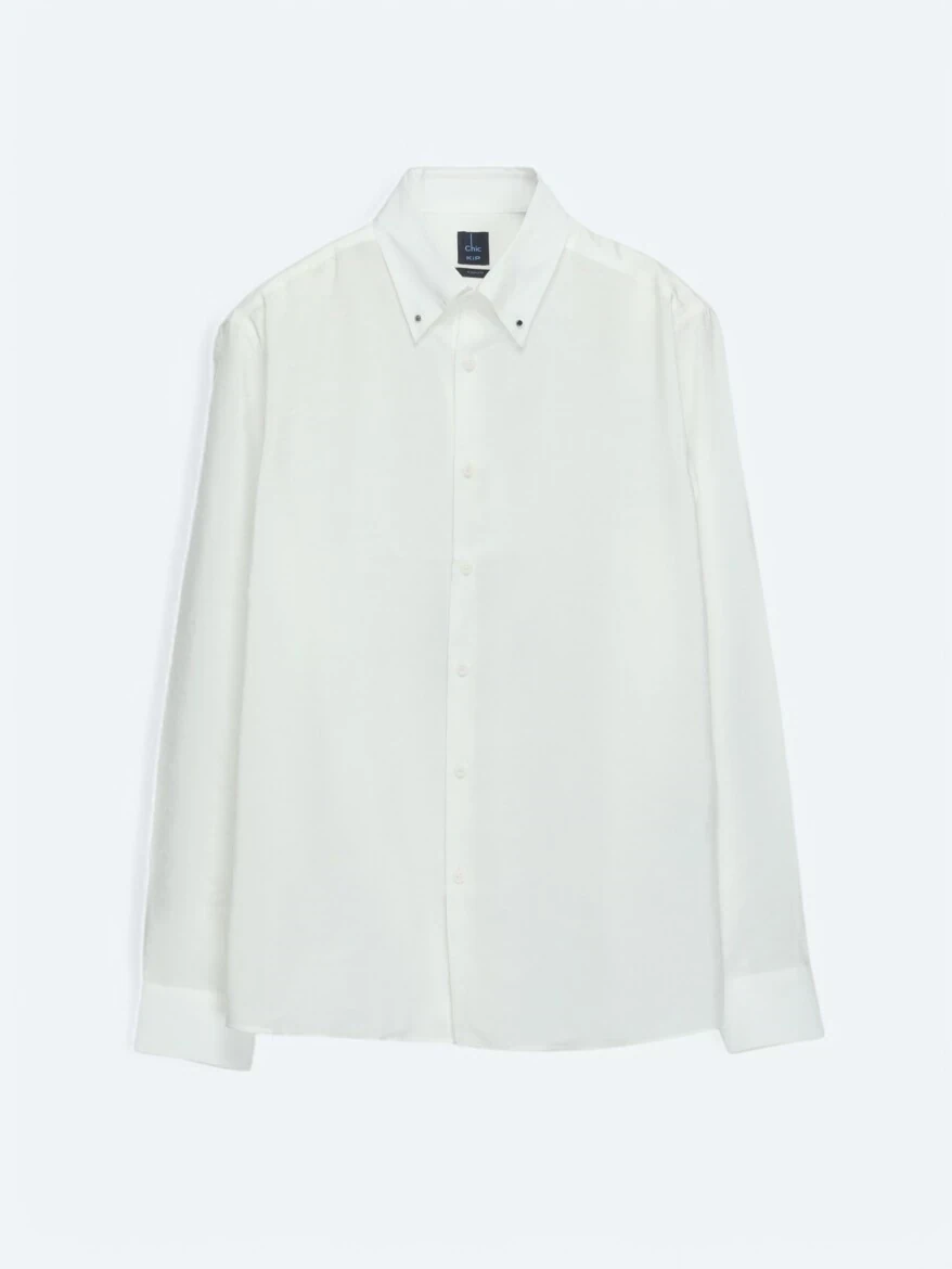 White Regular Fit Weaving Casual Shirt - 7