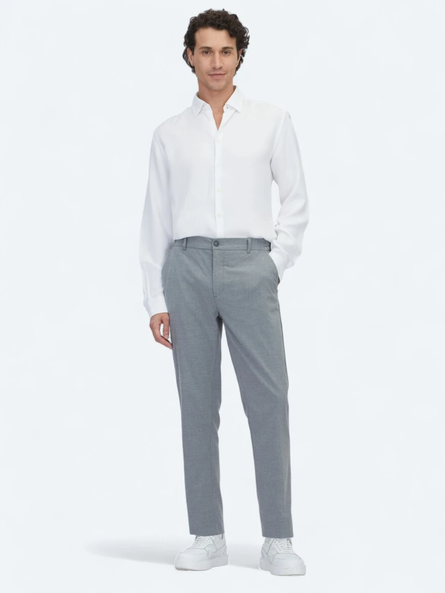 White Regular Fit Weaving Casual Shirt - KİP