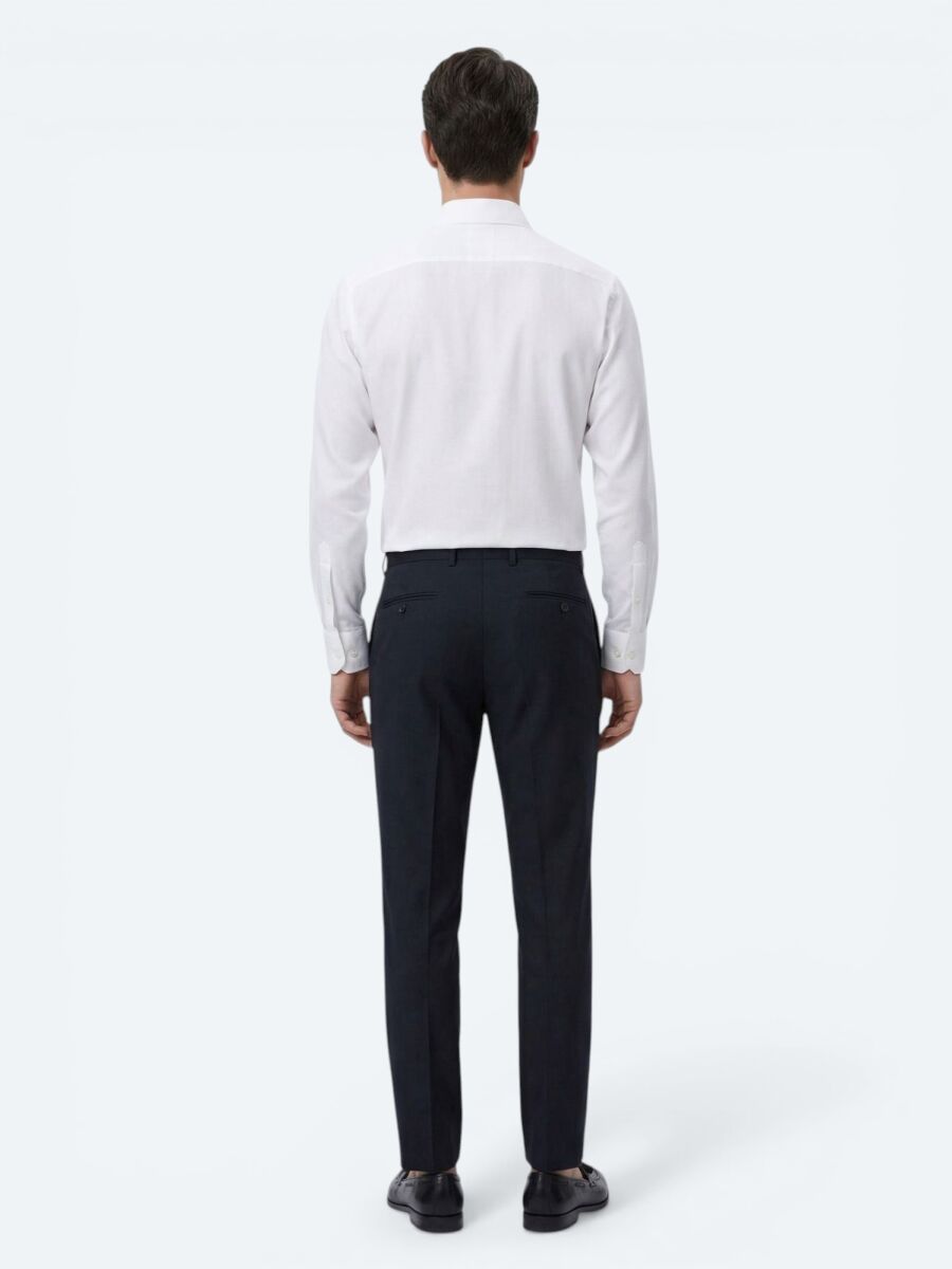 White Regular Fit Weaving Classical 100% Cotton Shirt - 5