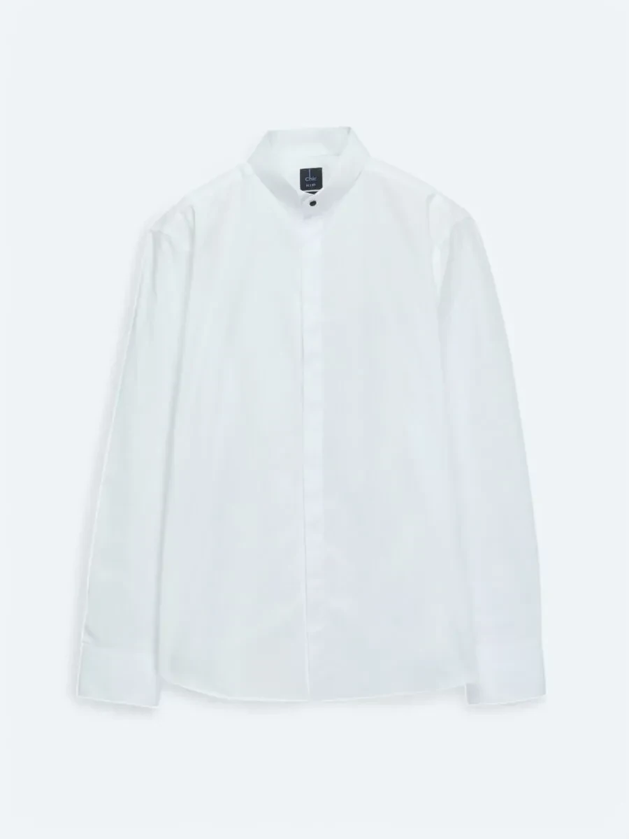 White Regular Fit Weaving Classical 100% Cotton Shirt - 7