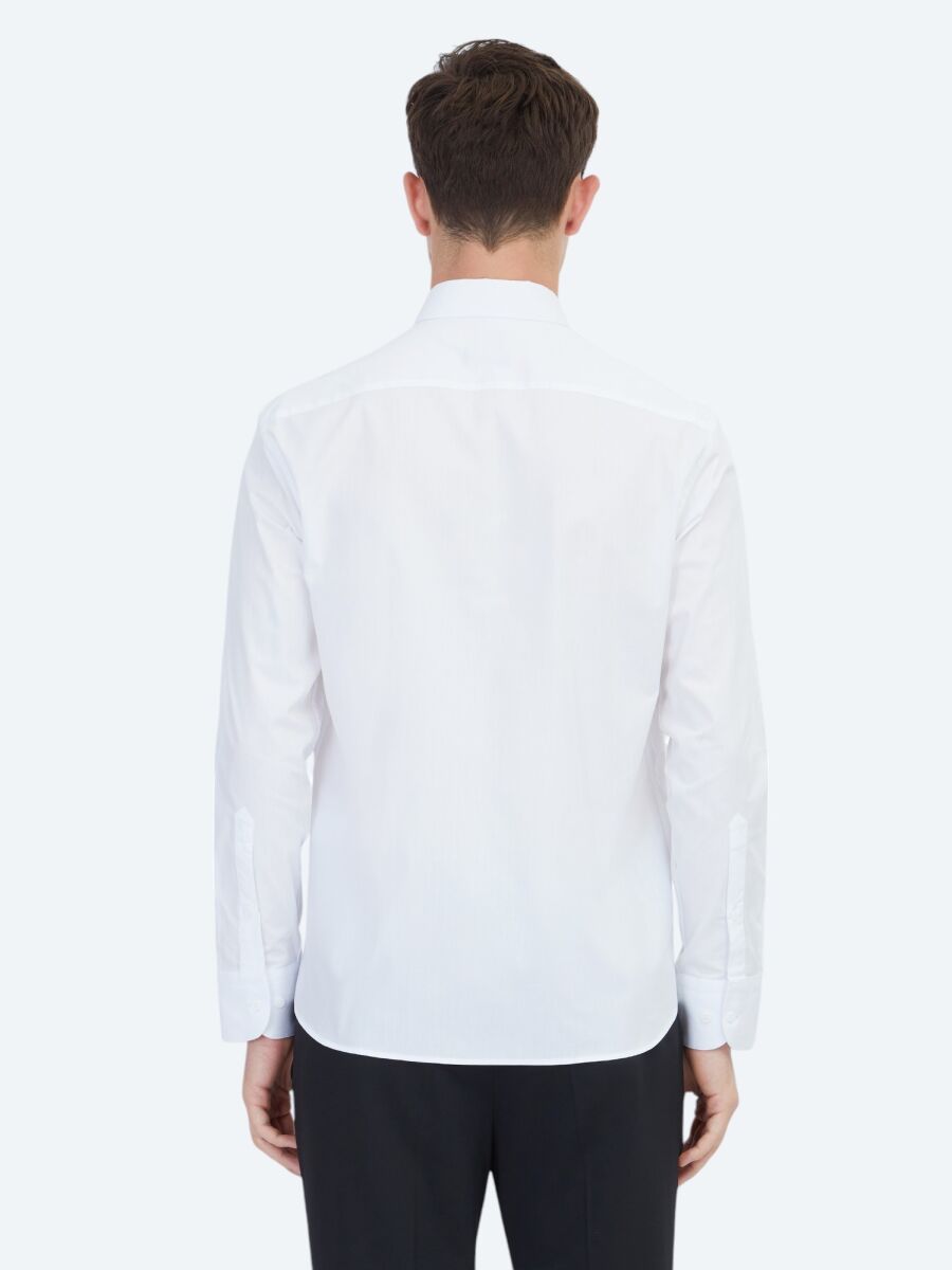 White Regular Fit Weaving Classical 100% Cotton Shirt - 6
