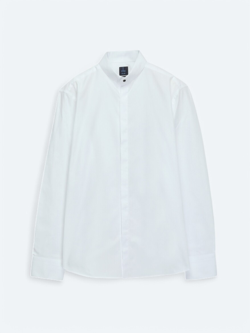 White Regular Fit Weaving Classical 100% Cotton Shirt - 7