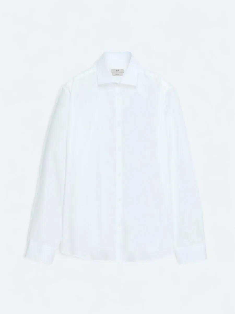 White Regular Fit Weaving Classical 100% Cotton Shirt - 6