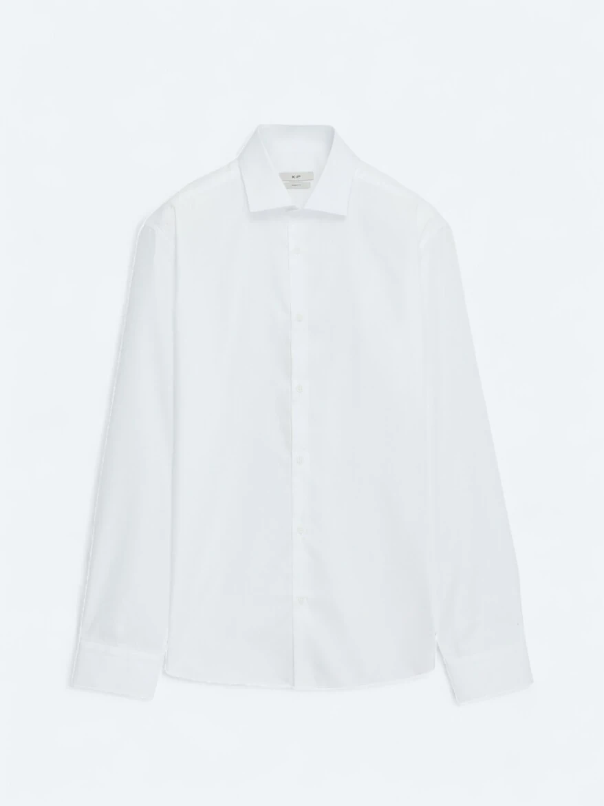 White Regular Fit Weaving Classical 100% Cotton Shirt - 6