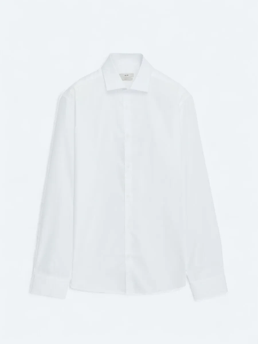 White Regular Fit Weaving Classical 100% Cotton Shirt - 6