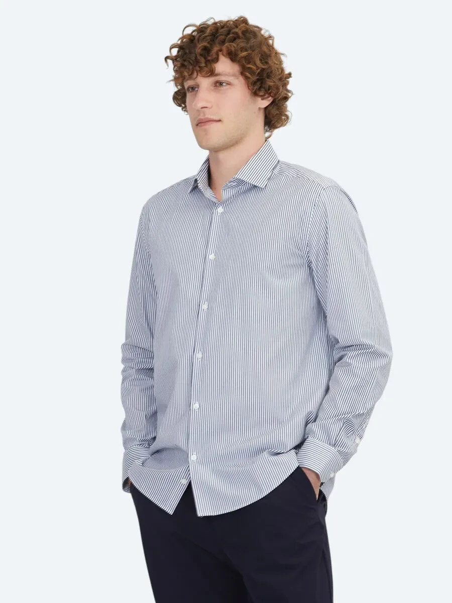 White Regular Fit Weaving Classical 100% Cotton Shirt - 1