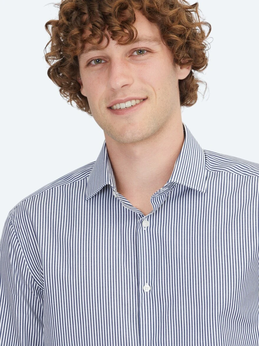 White Regular Fit Weaving Classical 100% Cotton Shirt - 3